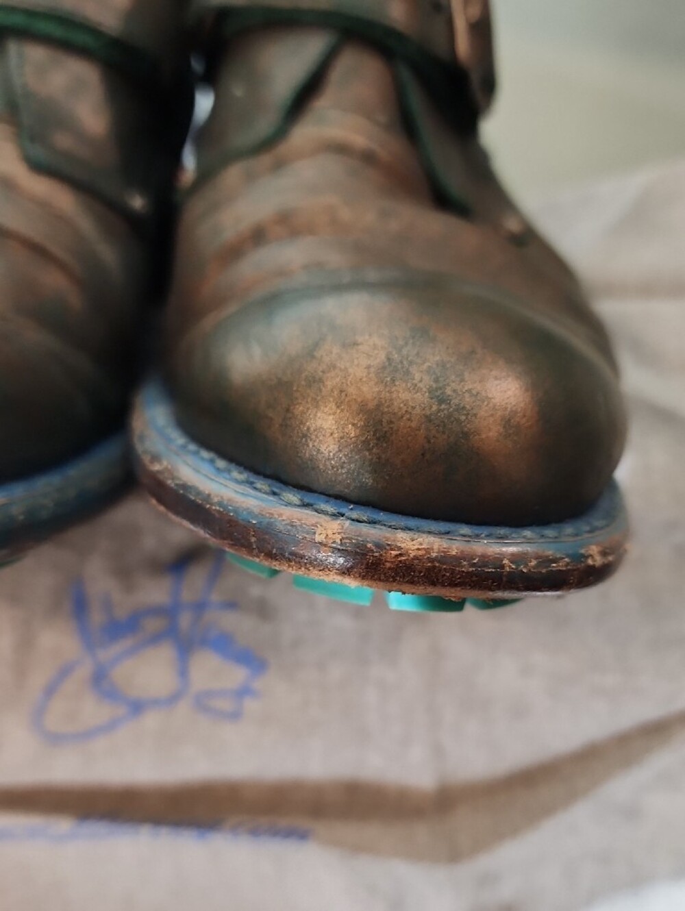 John FLuevog Metallic Green-Bronze Single Monk Strap Oxfords SIZE 7 - Picture 13 of 15